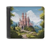Portafoglio in PU per uomo, porta carte personalizzato, con stampa di un castello delle fiabe, portafogli da uomo per lavoro, viaggi e uso quotidiano