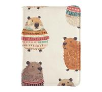 Portafoglio in stile bohémien semplice Capybara rustico in pelle per passaporto e carte di vaccino, porta passaporto, badge, carta d'identità, vaccino, portafoglio leggero, boho stile semplice