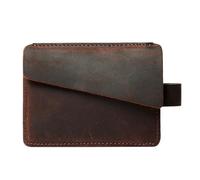 Portafoglio in vera pelle - Porta carte sottile bifold con blocco RFID, per carte di credito, contanti, documenti d'identità per uso quotidiano, Marrone2, Tinta unita