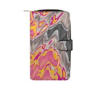 Portafoglio in vera pelle PU per uomini e donne, con blocco sottile, con 12 scomparti per carte, porta carte di credito e carta d'identità, ideale per viaggi, lavoro e uso quotidiano (fiori, foglie