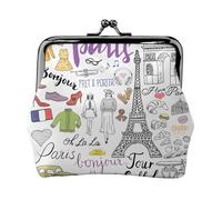 Portafoglio leggero e minimalista con stampa della Torre Eiffel di Parigi, portamonete compatto per visite in palestra e commissioni, Nero , Taglia unica, Portamonete