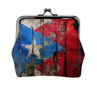 Portafoglio leggero minimalista con bandiera di Porto Rico per spostamenti quotidiani e avventure di viaggio, Nero, One Size, Art Deco
