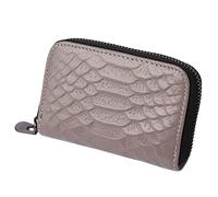 Portafoglio lungo alla moda in tinta unita Serpentine da donna con tasche multiple per carte di credito, pochette per telefono adesivo (grigio, A)