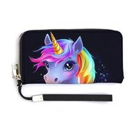 Portafoglio lungo bifold in pelle PU con motivo a cavallo dei cartoni animati, portamonete, porta carte di credito, porta carte durevole per riporre i soldi per donne e uomini