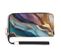 Portafoglio lungo bifold in pelle PU con motivo astratto agata e colori di pietre preziose, portamonete, porta carte di credito, porta carte resistente per riporre i soldi per donne e uomini