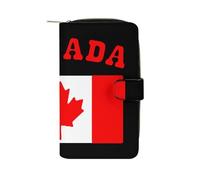 Portafoglio lungo carino con bandiera in acero del Canada, grande capacità, con fibbia, per banconote, banconote, monete, carte e chiavi, Stile:, 19.7x11x3.5cm, Per tutte le stagioni