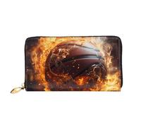 Portafoglio lungo con stampa di pallacanestro sul fuoco e fiamme d'acqua per donne e uomini, portafogli bifold in pelle, pochette portamonete da viaggio