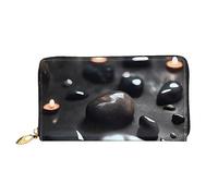 Portafoglio lungo da donna con cerniera a forma di cuore nero, 19 x 10 cm, viene fornito con scomparti per carte di credito all'interno, leggero e resistente., nero, Taglia unica, moderno