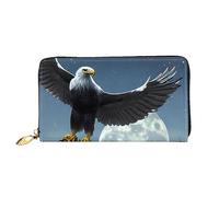 Portafoglio lungo da donna con cerniera Eagle Under The Stars, 19 x 10 cm, viene fornito con scomparti per carte di credito all'interno, leggero e resistente., nero, Taglia unica, moderno