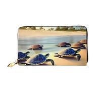 Portafoglio lungo da donna con cerniera Turtles On The Beach, 19 x 10 cm, viene fornito con scomparti per carte di credito all'interno, leggero e resistente., nero, Taglia unica, moderno