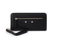 Portafoglio lungo da donna con cinturino polso, design di grande capacità, cerniera multifunzionale e stile pratico, i migliori accessori moda, il miglior regalo for le donne durante vacanze(Black)