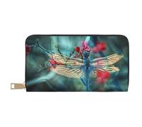 Portafoglio lungo da donna con libellula sul fiore in finta pelle chic ed elegante per donne moderne, porta carte di grande capacità e tasche organizer borsa resistente per i viaggi di tutti i giorni,