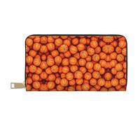Portafoglio lungo da donna con stampa 3d dello spazio dell'universo grafico in ecopelle con cerniera, Basket Arancione, Taglia unica