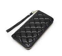 portafoglio lungo da donna di grande capacità, elegante pochette per telefono in vera pelle di mucca trapuntata di design, borsa organizer per carte con cerniera da donna con cinturino da polso