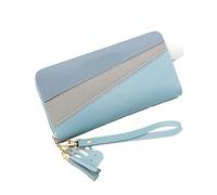 Portafoglio lungo da donna, grazioso portafoglio multifunzionale, porta carte, lussuoso in pelle PU(Blue)