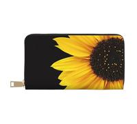 Portafoglio lungo da donna in ecopelle con girasole e fiore elegante per donne moderne, porta carte di grande capacità e tasche organizer, borsa resistente per i viaggi di tutti i giorni, bianco,