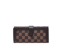 Portafoglio lungo da donna in pelle con clip, borsa a mano integrata, con più scomparti for carte(Coffee)