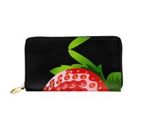 Portafoglio lungo da donna in pelle con stampa chimica portafoglio portatile lungo utilizzato per carta di credito contanti monete, Fragola Clipart, One Size, Casual