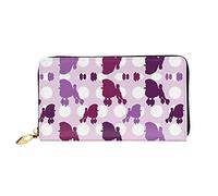 Portafoglio lungo da donna in pelle con stampa chimica portafoglio portatile lungo utilizzato per carta di credito contanti monete, Barboncino viola a pois, One Size, Casual