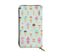 Portafoglio lungo da donna in pelle con stampa coni gelato - alla moda con più slot per schede, tasca portamonete, nero, taglia unica