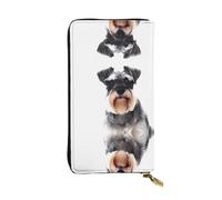 Portafoglio lungo da donna in pelle con stampa schnauzer ben educato, alla moda con più scomparti per carte, tasca portamonete