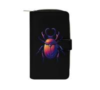 Portafoglio lungo da donna, in pelle PU, con scarabeo, insetto occulto, organizer per ufficio e viaggio