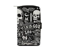 Portafoglio lungo da donna in pelle PU nero gotico occulto stregoneria organizer per ufficio viaggi