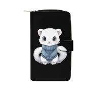 Portafoglio lungo da donna in pelle PU visone bianco borsa organizer per ufficio viaggi