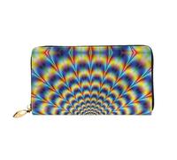 Portafoglio lungo in pelle alla moda con stampa GIF illusione ottica a spirale, per uomini e donne, con cerniera, adatto per i viaggi