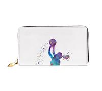 Portafoglio lungo in pelle con fiori arcobaleno da donna lungo portafoglio palmare utilizzato per carte di credito contanti monete, Modello ragazza basket, One Size, Casual