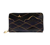 Portafoglio lungo in pelle con linee geometriche, grande capacità, in morbida pelle PU, per donna, con più scomparti per carte, tasca per telefono e portamonete con cerniera, elegante porta carte per