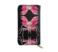 Portafoglio lungo in pelle con motivo mantide religiosa orchidea (19,1 x 10,4 cm) | scomparto multifunzione extra large | ottimo regalo