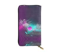 Portafoglio lungo in pelle con stampa a onde sonore musicali, portafoglio personalizzato alla moda, scomparti multipli per schede, regalo pronto, nero, taglia unica, Nero , Taglia unica