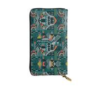 Portafoglio lungo in pelle con stampa animali verdi, portafoglio personalizzato alla moda, scomparti multipli per schede, pronto per il regalo, nero, Taglia unica