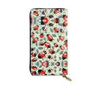Portafoglio lungo in pelle con stampa coccinelle con motivo a cartoni animati - Portafoglio personalizzato alla moda, scomparti multipli per carte, pronto regalo, nero, Taglia unica