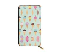 Portafoglio lungo in pelle con stampa coni gelato - Portafoglio personalizzato alla moda, scomparti multipli per schede, regalo pronto, nero, taglia unica, Nero , Taglia unica