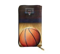Portafoglio lungo in pelle con stampa dell'arena di pallacanestro per uomo donna borsa pochette portatile impermeabile portamonete per ragazza viaggio shopping ufficio regalo, Nero , Taglia unica