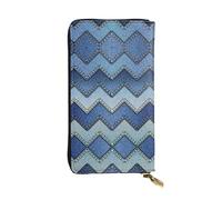 Portafoglio lungo in pelle con stampa denim blu sfumato - Portafoglio personalizzato alla moda, scomparti multipli per carte, pronto regalo, nero, Taglia unica