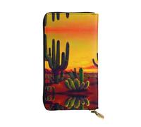 Portafoglio lungo in pelle con stampa di cactus nel deserto - Portafoglio personalizzato alla moda, scomparti multipli per schede, regalo pronto, nero, taglia unica, Nero, One Size