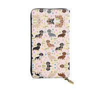 Portafoglio lungo in pelle con stampa di fiori di cane - Portafoglio personalizzato alla moda, scomparti multipli per schede, pronto per il regalo, nero, Taglia unica