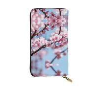 Portafoglio lungo in pelle con stampa di fiori di ciliegio allettante - Portafoglio personalizzato alla moda, scomparti multipli per schede, pronto per il regalo, nero, Taglia unica