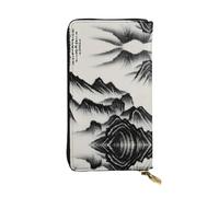 Portafoglio lungo in pelle con stampa di paesaggi cinesi - Portafoglio personalizzato alla moda, scomparti multipli per schede, regalo pronto, nero, taglia unica, Nero , Taglia unica