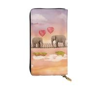 Portafoglio lungo in pelle con stampa elefante su un ponte, per uomo e donna, impermeabile, portatile, portamonete, per viaggi, ragazza, shopping, ufficio, regalo, Nero , Taglia unica