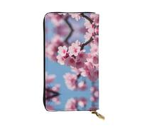 Portafoglio lungo in pelle con stampa fiori di ciliegio - Portafoglio personalizzato alla moda, scomparti multipli per schede, pronto per il regalo, nero, Taglia unica