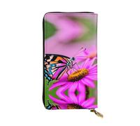 Portafoglio lungo in pelle con stampa floreale con farfalla - Portafoglio personalizzato alla moda, scomparti multipli per schede, regalo pronto, nero, taglia unica, Nero, One Size
