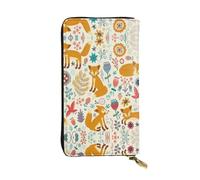 Portafoglio lungo in pelle con stampa floreale con motivo animale, portafoglio personalizzato alla moda, scomparti multipli per schede, pronto per il regalo, nero, Taglia unica