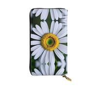 Portafoglio lungo in pelle con stampa floreale margherita - Portafoglio personalizzato alla moda, scomparti multipli per schede, regalo pronto, nero, taglia unica, Nero , Taglia unica