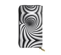 Portafoglio lungo in pelle con stampa GIF a spirale con illusione ottica grande, portatile e pratico, adatto sia per uomini che per donne.