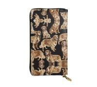 Portafoglio lungo in pelle con stampa Golden Retrievers - Portafoglio personalizzato alla moda, scomparti multipli per schede, regalo pronto, nero, taglia unica, Nero, One Size
