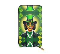Portafoglio lungo in pelle con stampa Happy St Patrick's Day - Portafoglio personalizzato alla moda, scomparti multipli per carte, pronto regalo, nero, Taglia unica